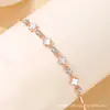 Pulsera de Trébol de la Suerte de Plata Pura 999 para Mujer, Trébol de Cuatro Hojas de Lujo Ligero con Ágata Incrustada de Diamantes Pulsera de Plata, Joyería Versátil, Venta al por Mayor de una Pieza