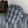 Boina Vintage para Mujer Verano Versátil Cuadros que Revelan la Cara Gorra Pequeña de Periódico Pintor Circunferencia de Cabeza Grande Gorra de Mirada Adelante Moderna