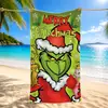 Toalla de Playa Monstruo Verde Peludo Transfronterizo Grinch Estampado Digital Dibujos Animados Navideños Grinch Toalla de Baño