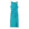 Al por mayor Primavera 2026 Nuevo Estilo Europeo y Americano Vestido de Mujer sin Mangas con Apliques y Caída de Longitud Media 26109
