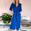 Ropa Nueva de Primavera y Verano para Mujer Color Sólido Cuello en V Corbata Moda Manga Corta Mono Transfronterizo Europeo y Americano Amazon