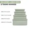 Lonchera Rectangular con Tapa de Silicona, Lonchera Apta para Microondas, Recipiente Sellado para Conservación de Alimentos, Calentable y Aislado