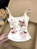 Regata Doce e Fofa com Estampa de Desenho Animado Coreano para Mulheres com Bojos para Garotas Quentes Usarem por Dentro e por Fora como Blusa Base