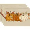 Nuevos Manteles de Otoño para Decoración de Acción de Gracias, Manteles de Mesa para el Hogar con Estampado de Calabaza y Hoja de Arce, Manteles de Lino Aislantes del Calor