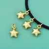 Nuevo Colgante de Estrella de Cinco Puntas Bañado en Oro Color Plata de Ley S925 Encanto de Estrella Cepillada Hecha a Mano Accesorio para Pulsera DIY