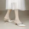 Nova Moda Europeia e Americana Primavera 2025 Sapatos Femininos Baotou de Salto Alto Fino Apontado plus size Usando Confortáveis e Livres para os Pés