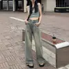 Jeans Vintage de Pierna Ancha con Dobladillo para Mujer, Novedad de Primavera, Cintura Alta, Adelgazantes, Tubo Recto Vintage, Pantalones Largos