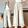 Pantalones para Niña con Forro de Polar, Nuevos Pantalones Deportivos Casuales Sueltos Estilo Hong Kong para Primavera y Otoño, Pantalones Versátiles de Pierna Recta y Pierna Ancha para Niños Mayores y Estudiantes