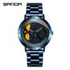 SANDA SANDA 1022 Reloj de Cuarzo para Hombre con Esfera Hueca Correa de Acero Resistente al Agua para la Vida Reloj de Hombre