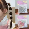 Elástico de Cabelo Infantil Prata com Laço de Pérola para Meninas, Scrunchie Pequeno Doce e Descolado, Elástico de Cabelo para Bebê que Não Danifica o Cabelo, Corda de Cabelo Durável