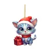 Decoración Navideña Nueva para Amazon Transfronterizo Serie Gatito Navideño Colgante para Árbol de Navidad Acrílico Colgante para Coche