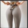 Estilo Quente Transfronteiriço 2024 Calça Esportiva Levanta Bumbum com Laço Cor de Pêssego Calça Yoga Justa para Mulheres Cintura Alta