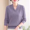 Suéter de outono com gola para mãe 2026 novo estilo top de malha estiloso para mulheres de meia-idade e idosas primavera e outono