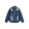 Camisa de Trabajo de Mezclilla Lavada Retro Pesada Americana Ouswe para Hombre Holgada Ami Caqui de Manga Larga Rc80