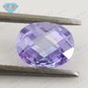 Huagang Gema Forma de Huevo Cambio Azul Doble Cara de Tortuga Zircón Piedra Nudista Ovalada Cara Cuadriculada Cambio Azul Lote de Gemas CZ