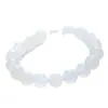 Pulsera de Ágata Blanco Natural Calcedonia de Hielo Círculo Único Lichi Pulsera Congelada Cristal Blanco Regalo para Novia Venta al por Mayor en Stock