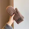 Nuevos Guantes de Invierno para Mujer, Tejidos con Forro Polar, Engrosados para Calidez, Manoplas para Estudiantes, Adecuados para Ciclismo al Aire Libre en Invierno, Algodón a Prueba de Frío