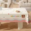Toalha de Mesa Desenho Animado, Sem Lavagem, Impermeável, À Prova de Óleo, Resistente ao Calor, Estilo Dopamina Creme, Toalha de Mesa Retangular, Protetor de Mesa, Chá