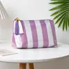 Nuevo neceser de PVC a rayas transfronterizo, bolsa de almacenamiento de artículos de tocador de gran capacidad para viajes a la playa, neceser transparente impermeable