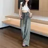 Verano 2026 Nuevo Sentido del Diseño Estilo Perezoso Nicho Sueltos Rectos Casuales Dobladillo Crudo Largo Hasta el Suelo Pierna Ancha Jeans Mujer