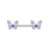 Nuevo Piercing de Pezón con Anillo de Mariposa de Circonita Transfronterizo Clavo para Pezón Lindo Dulce Rosa Joyería para Perforación Corporal al Por Mayor