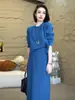 Estilo Coreano Celebridade da Internet Outono Inverno Moda Elegante Roupas Femininas Modernas Versáteis Emagrecedoras Manga Longa Elegante Conjunto de Duas Peças Algodão