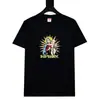 Camiseta de Manga Curta Supreme, Marca de Moda Americana de Peso Pesado, Estampa Clássica de Letras, Gola Redonda Boxy, Caimento Solto, Manga Meia-Manga para Homens e Mulheres
