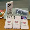Suporte Rosa em Formato de Coração Adequado para Capa de Celular Apple 17 Pro Max com Fixação Magnética Rotativa para Huawei, Xiaomi 17 e Vivo