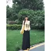 Top de punto amarillo de manga larga para mujer, nuevo estilo primavera/otoño 2025, camiseta básica ajustada, top chic para chicas dulces y atrevidas