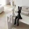 Decoración de Mesa de Conejo de Orejas Largas Sentado de Arte Moderno, Cerámica Decorativa de Lujo Ligero para Sala de Estar, Entrada, Aparador
