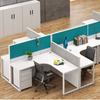 Mesa de Escritório com Tela Mesa de Computador Mesa de Equipe para 4 Pessoas Mesa de Escritório Simples Moderna e Combinação de Cadeiras Podem Ser Guardadas
