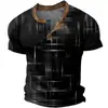 Camiseta Polo Masculina Minimalista 3D de Verão, Top com Estampa Texturizada 3D e Gola V de Manga Curta, Caimento Casual, Respirável