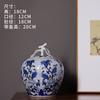 Jarrón de porcelana azul y blanca Jingdezhen, jarrón de cerámica de estilo chino con tapa, adornos para macetas.