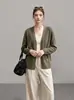 Cárdigan casual verde estilo coreano con protección solar para mujer, chal fino de punto para principios de otoño 10727