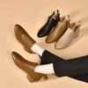 Zapatos de Tobillo para Mujer de Cuero Suave con Punta Fina Estilo Retro de Comercio Exterior, Novedad de Otoño, Versátiles, Tacón Bajo de 3 cm, Suela Gruesa, Zapatos Versátiles Antideslizantes