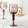 Copa Vintage Antigua con Defecto Ligero para Liquidación Copa de Vino Tinto Morado con Raya Vertical Retro Copa de Vino