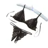 Conjunto de Lencería Sexy de Tres Piezas para Mujer, Sujetador de Encaje Transparente con Abertura en la Entrepierna, Lencería Erótica, Bragas para Mujer con Abertura en la Entrepierna