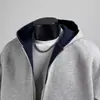 Nueva Sudadera con Capucha y Doble Cremallera Estilo Americano Pesado de Otoño para Hombre, Chaqueta Casual Elegante con Colores Contrastantes para Parejas