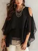 Chal de Blusa de Chifón Delgado de Longitud Media con Cuello Redondo Estilo Europeo y Americano para Mujer, Color Sólido Transpirable Primavera y Verano, Capa Pequeña Transfronteriza