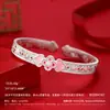 Pulseira de Prata Pura 9999 Estilo Antigo Ruyi Trevo de Quatro Folhas para Mulheres, Novo Estilo Palaciano Chinês Cor Esmaltada Presente de Alto Padrão