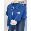26 Camiseta de Punto Manga Corta con Cuello Polo Color Azul Klein Dopamina para Hombres y Mujeres, Versátil Casual Estilo Coreano