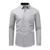 Personalización Transfronteriza Talla Europea Camisa de Manga Larga de Mezcla de Algodón para Hombre Color Sólido Diseño Simple con Bolsillo Múltiples Colores Disponibles