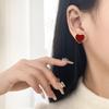 Hermosos pendientes retro de color rojo vino, elegantes pendientes de estilo francés de alta gama, con aguja de plata, pendientes personalizados de moda que combinan con todo, estilo Hong Kong