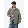 Jaqueta Masculina de Outono com Gola Alta Tie-Dye Matte Americana, Macacão de Voo Três-Resistente, Jaqueta de Trabalho, Top Solto Tendência Rogue Cool