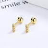 Clavo de Oreja de Hilo Completo de Circonita de Una Palabra para Mujer Plata de Ley 925 Simple ins Pequeño Tornillo de Apriete Clavo de Oreja Joyería de Moda