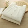 Camisa de Manga Larga Versátil de Algodón Puro, Suelta, Casual, Artística y Fresca, para Primavera y Otoño 2026, Camisa Base Bordada, Chaqueta
