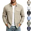 Nuevo producto de Amazon TK transfronterizo: Camisa de trabajo casual para hombre estilo americano para exteriores, de lino, para ir al trabajo, corte holgado, transpirable, de manga larga