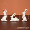 Explosiones Transfronterizas Conejo de Pascua con Flock Jardín Adornos Decorativos Musgo de Simulación Lindo Conejo de Resurrección Joyería de Escritorio