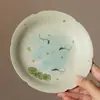 Suporte para Bule em Forma de Flor de Fruta Mandarina Verde Pequeno Pintado à Mão Estilo Dinastia Tang e Song, Conjunto de Chá Kung Fu, Bandeja de Lanches de Chá Pintada à Mão para Casa, Bandeja de Chá Seco