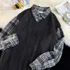 Nuevo Tejido Falso de Dos Piezas para Hombre 2023, Tops de Estilo Guapo y Perezoso, Tejidos Sueltos Modernos y Versátiles, Una Pieza Envío Directo